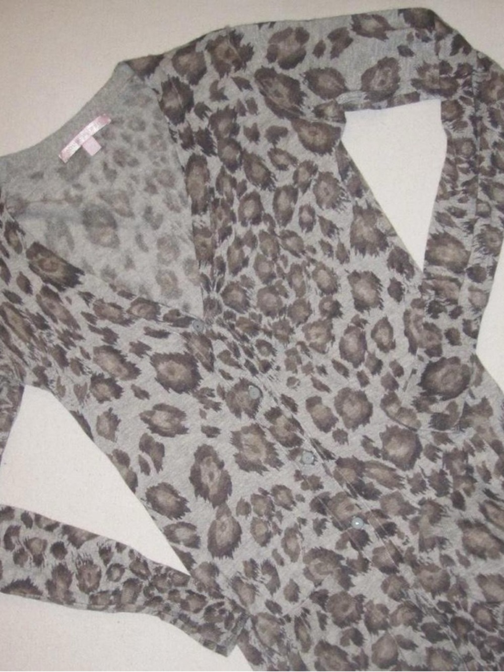 Rebecca Taylor Grey Leopard-Print Cardigan
